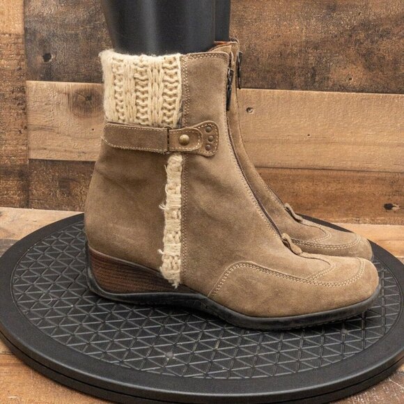 AQUATALIA WOMENS BOOTS PULL ON ZIP UP BROWN SUEDE OUTDOOR CASUAL SIZE 8.5 - Picture 9 of 9